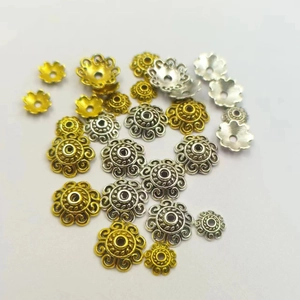 Assorted gold and silver hollow flower bead caps for DIY jewelry making accessories