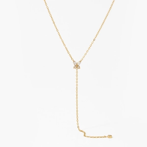 Elegant gold-plated stainless steel Y-shaped necklace with butterfly pendant and zircon drop