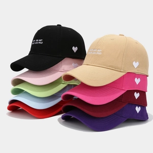 Cotton Baseball Cap With Heart And Letter Embroidery Adjustable Vintage Casual Sun Protection Hat For Men And Women