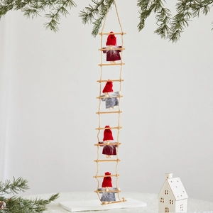 Christmas Santa Claus rope ladder ornament with four dolls for festive tree decoration