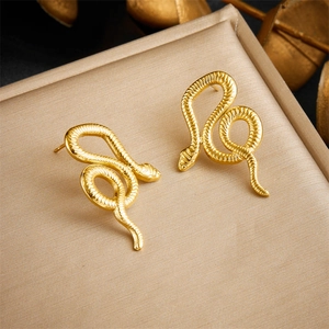Retro Niche Personalized Winding Snake Earrings Gold Plated Stainless Steel Animal Shape Fashion Jewelry Accessories