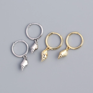 Sea Shell Conch Hoop Earrings 925 Sterling Silver Gold Plated Dainty Minimalist Jewelry For Women