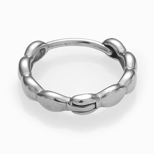 Polished silver stainless steel twist hoop earrings with minimalist textured design