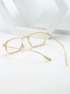 Japanese style square gold metal eyeglass frames with high-quality alloy finish
