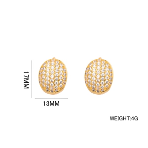 Gold plated 17mm round hoop earrings featuring micro-paved white cubic zirconia