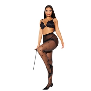 Slim fit black polka dot tights with high-elastic sheer fabric for women's summer fashion