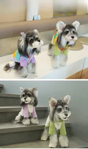 Model look showing pets in contrasting color velvet dog pajamas for winter warmth