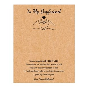 Kraft card with heart illustration and To My Boyfriend love message for bracelets