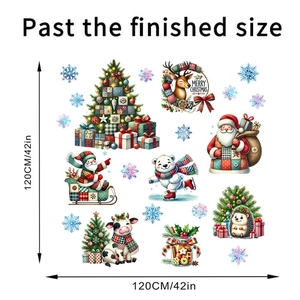 Detailed view of 3D cartoon Christmas wall stickers with Santa, reindeer and polar bear