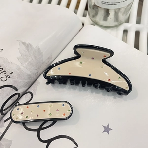 Elegant Acetate Hair Claw Clip With Colorful Rhinestones Minimalist Patchwork Hairpin For Women Fashion Accessory