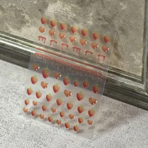3D embossed strawberry heart nail art stickers TO1530 with realistic textured relief