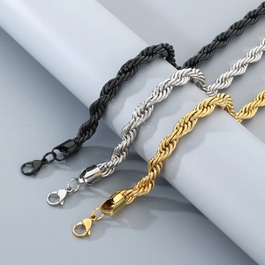 Collane da uomo a catena intrecciata in acciaio inossidabile da 10mm oro, argento e nero