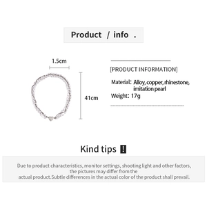 Fiche technique détaillée montrant les dimensions du collier de perles 41cm