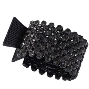 Elegant rectangle hair claw clip with black rhinestones for stylish ponytail styling