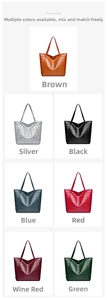 Detailed grid showing seven available colors for this crocodile pattern tote bag