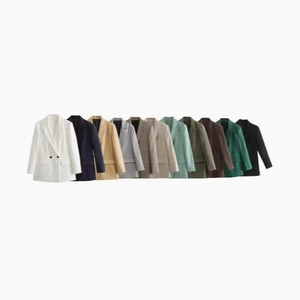 Women Blazer Jacket Polyester Long Sleeve Notch Lapel Button Closure Casual Office Business Professional Versatile Outerwear