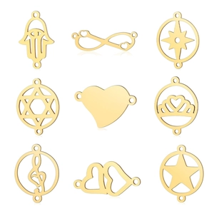 Stainless Steel Charms Pendants Connectors For Jewelry Making DIY Various Shapes Heart Wing Star Musical Note Hamsa Hand