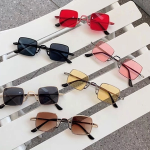 Kids vintage metal square sunglasses set with various colored lenses and retro frames
