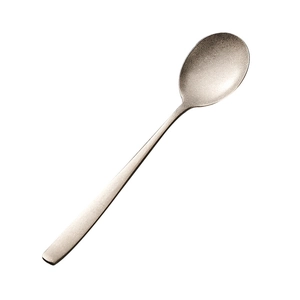 Vintage snowflake grey stainless steel dinner spoon with matte finish on white background