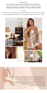 Detail view of champagne gold silk slip dress with V-neckline and elegant Italian style