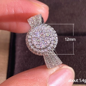 Elegant silver-toned 12mm round micro-pave cubic zirconia ring for women weighing 5.4g