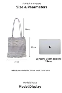 Guide des tailles du sac cabas en dentelle violette avec comparatif d'ordinateur