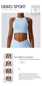 Detail of light blue ribbed sports bra featuring high-strength hollow out racerback design