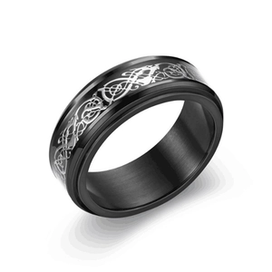 Stainless Steel Rings Men Vintage Punk Signet Spinner Band Jewelry Celtic Dragon Sun Moon Star Ace Spades Turquoise