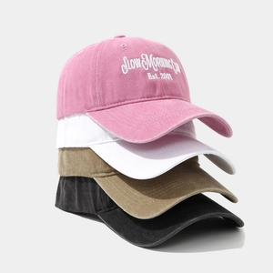 Vintage Washed Cotton Baseball Cap Embroidered Letter Peaked Cap Adjustable Casual Sports Sun Hat For Men Women