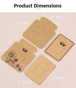 Close-up of kraft paper crown earring display cards showing various sizes and patterns