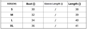 Tabella taglie dettagliata per il top con scollo a V e misure in CM dalla S alla XL