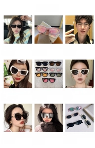 Collage of retro cat-eye sunglasses and trendy frames in various colors and styles