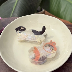 Cat Hair Claw Clip Acetate Iridescent Cute Animal Shape Strong Hold Hair Accessories For Women Sweet Girly Style