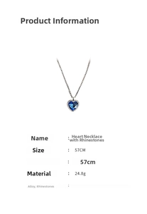 Detailaufnahme der herzförmigen blauen Strasskette mit weißem Kristall-Pavé-Rand
