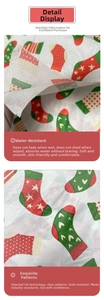 Detailed macro of festive Christmas sock print on durable embossed wood pulp napkins