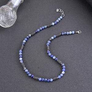 Collier en perles de 6mm pour hommes avec œil de tigre, pierre de lave et perles bleues