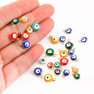 Colorful enamel evil eye charms in gold plating for DIY jewelry making and crafts