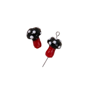 Handmade cute glass mushroom beads with 3D dots for DIY jewelry making and craft earrings