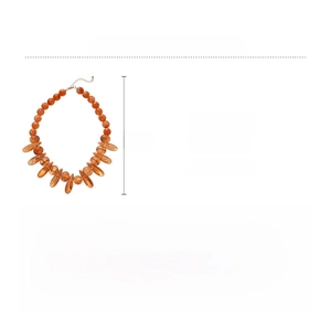 Detailed specs of the amber acrylic beaded necklace showing weight and 59cm length