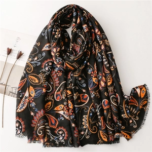 Ethnic Retro Paisley Print Scarf Women Cotton Linen Feel Sunshade Shawl Bohemian Tassel Wrap Large Elegant Lightweight