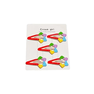 Five-piece set of colorful y2k star-shaped BB hair clips in vibrant candy colors
