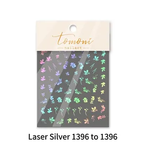 Detaillierte holografische Nagelaufkleber mit Blumenmustern und Laser-Effekt in Silber