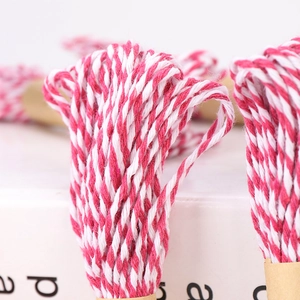 Red and white 1.5mm cotton twine for gift wrapping and DIY Christmas decoration