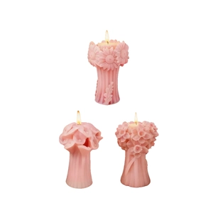 3D floral bouquet candle silicone molds featuring sunflower and lily designs for DIY crafts