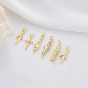 DIY Charms Μενταγιόν Χαλκός Επιχρυσωμένος 14K Ζιργκόν Στιλέτο Μπιγκ Μπεν Σταυρός Αστέρι Για Κατασκευή Κοσμημάτων Κολιέ Βραχιόλι