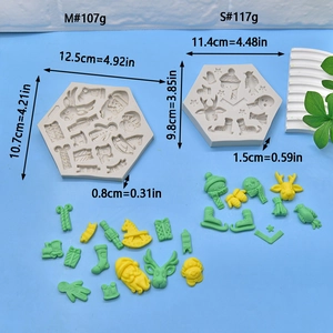 Christmas themed hexagonal silicone mold featuring Santa Claus and reindeer embossed patterns