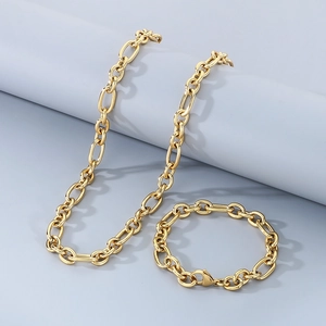 Necklace And Bracelet Stainless Steel Titanium Figaro Link Chain Hip Hop Minimalist Jewelry For Men Women