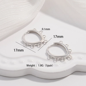 S925 sterling silver drop-shaped earring hooks 17mm with size and weight details
