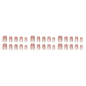 Pink and white gradient cat eye press-on nails with 24 pieces in various sizes