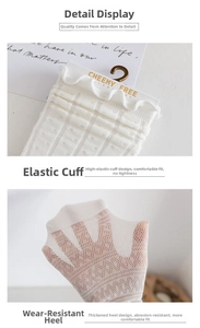Detail of white lace socks with ruffled edges and breathable mesh texture